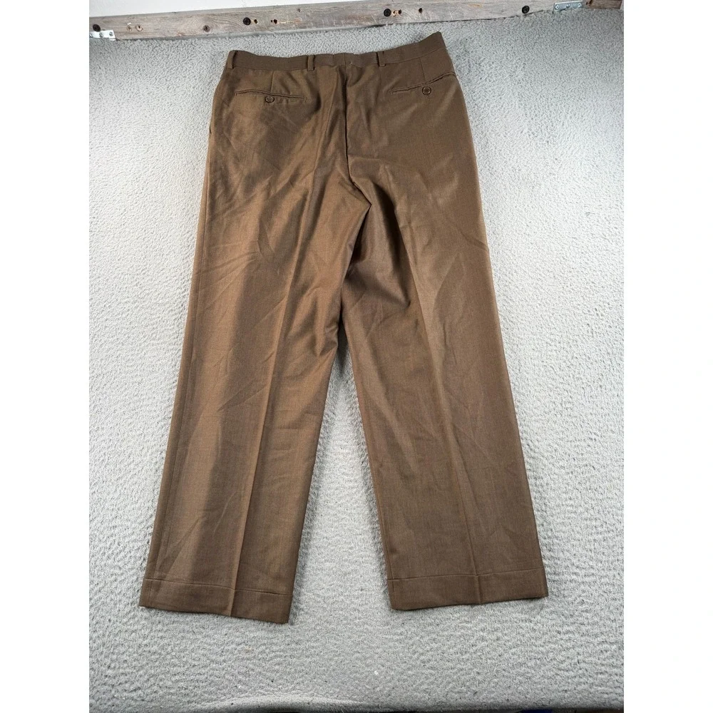 Santorelli Como 2 Dress Pants Luxury Serge Mens 34x28 Brown Pleated Wool Italy